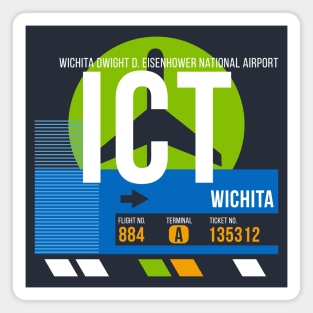 Wichita (ICT) Airport // Retro Sunset Baggage Tag Magnet